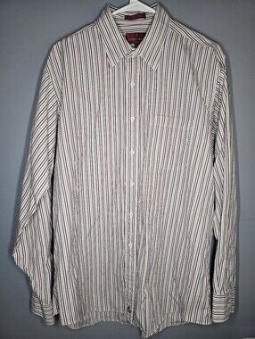 Nordstroms Dress Shirt-Mens 16.5/LARGE-Red/White/Blue/Grey-casual button down